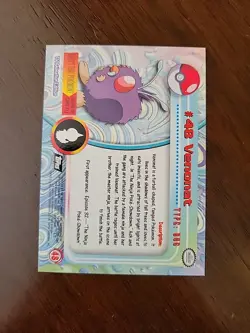 NM! 1999 Topps Pokemon TV Animation #48 Venonat RAINBOW FOIL BLACK Logo - Image 2