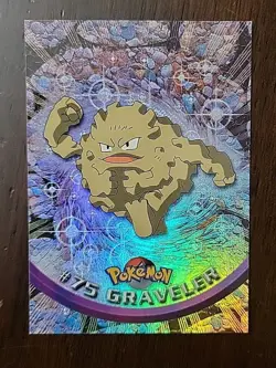 LP! RAINBOW BLACK Logo Targets 1999 Topps Pokemon TV Animation #75 Graveler - Image 1