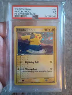 Pokemon TCG Pikachu Pop Series 5 Inverted Back PSA 5 - Image 1