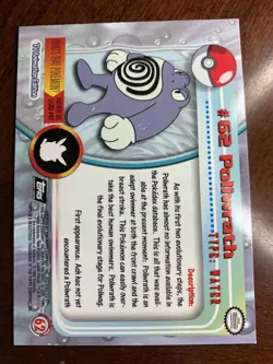 1999 Topps Pokemon TV #62 Poliwrath Rainbow Foil Black Logo B - Image 2