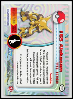 Alakazam #65 Blue Logo Topps Holo Foil Pokemon TV Animation Card - Image 2