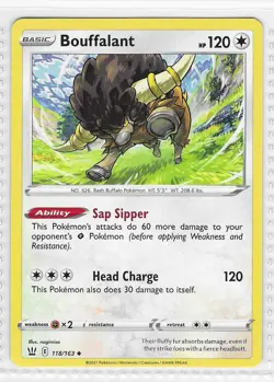 Bouffalant 118/163 Uncommon Battle Styles Pokemon Near Mint - Image 1