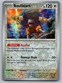 Bouffalant 174/197 Uncommon Obsidian Flames Pokemon Reverse Holo Near Mint - Image 1
