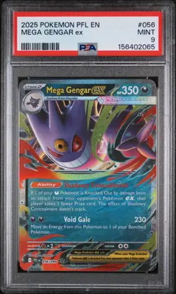 2025 POKEMON PFL EN-PHANTASMAL FLAMES #056 MEGA GENGAR EX PSA 9 - Image 1
