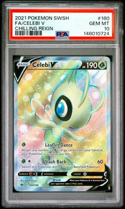 2021 POKEMON SWORD & SHIELD CHILLING REIGN #160 FULL ART/CELEBI V PSA 10 - Image 1