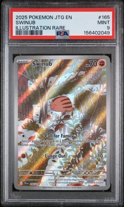 2025 POKEMON JTG EN-JOURNEY TOGETHER ILLUSTRATION RARE #165 SWINUB PSA 9 - Image 1