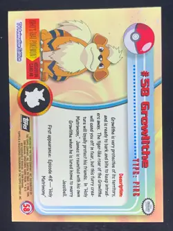 Growlithe 58 Black Logo Holo TV Animation Edition 1999 Topps Pokemon Foil - Image 5