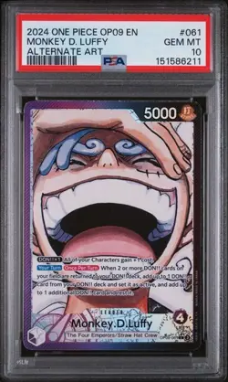 One Piece CCG Monkey.D.Luffy OP09 Alt Art Leader #061 PSA 10 - Image 1