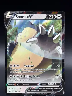 Pokemon Snorlax V 141/202 Ultra Rare Full Art Holo Swsh01: Sword & Shield - Image 1