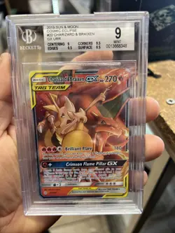 POKEMON BGS 9 MINT 2019 SM Cosmic Eclipse Charizard & Braixen GX 22/236 PSA CGC - Image 1