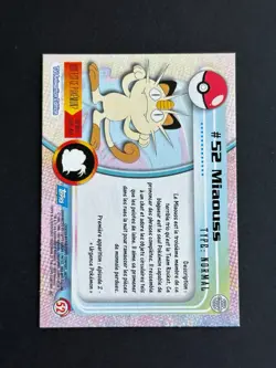 Pokemon - TV Animation - TOPPS - #52 Miaouss - Blue Logo - Occasion - FR - Image 2