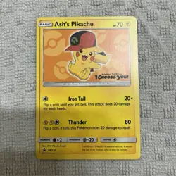 Pokemon Company Ash's Pikachu SM110 SM Promo Regular English 2017 70 HP - Image 1