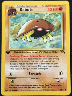 Kabuto 1st Edition 50/62 Fossil Set LP Pokemon TCG 1999 - Image 1
