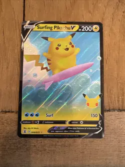 Surfing Pikachu V 008/025 Holo V Rare Celebrations Pokemon NM - Image 1