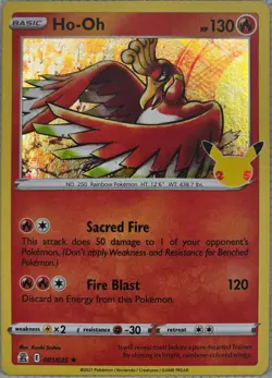 Ho-Oh 001/025 Rare Celebrations Pokemon Holo Near Mint - Image 1