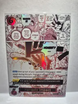 One Piece Honesty Impact Alt Art OP11-018 Manga event A Fist of Divine Speed NM - Image 1
