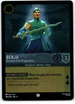 #180/204 Benja - Guardian of the Dragon Gem COLD FOIL 2024 Disney Lorcana Fabled - Image 1