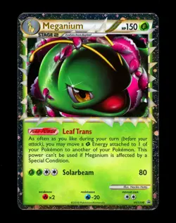 2010 Pokemon MEGANIUM PRIME Black Star Promo HOLO Ultra Rare Tin Card #HGSS08 - Image 1