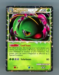 2010 Pokemon MEGANIUM PRIME Black Star Promo HOLO Ultra Rare Tin Card #HGSS08 - Image 3