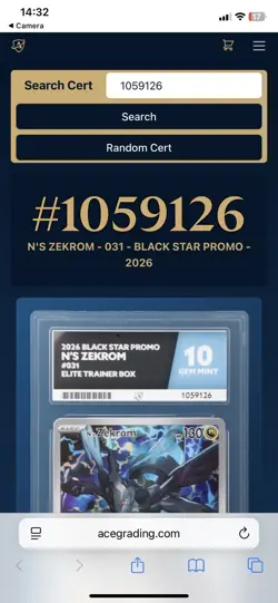Pokemon N's Zekrom 031 Black Star Promo Sequential Ace 10 Gem x 2 9 Corners - Image 3