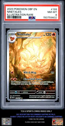 2023 Pokemon Obf En-Obsidian Flames #199 Ninetales Illustration Rare PSA 8 - Image 1