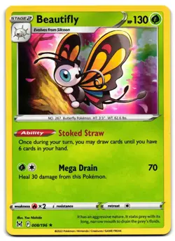 Beautifly 008/196 - 🌊 Lost Origin Rare Pokemon TCG Holo 🖤 - LP - Image 1