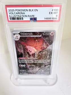 Pokemon 2025 Sv: Black Bolt Volcarona 100/086 Illustration Rare Holo PSA 6 - Image 1