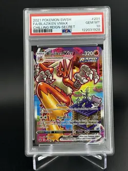 2021 Pokemon Blaziken VMAX 201/198 Chilling Reign Alt Art Secret Rare PSA 10 - Image 1