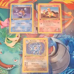Pokemon TCG 1st Edition Rocket Squirtle, Blaine's Charmander, Machamp. - Image 4