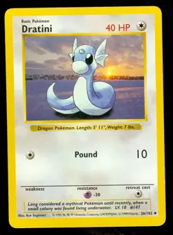 Pokemon DRATINI 26/102 Base Set - SHADOWLESS - Lightly Played - Image 1