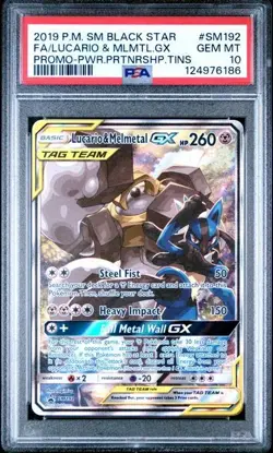 PSA 10 - 2019 Pokemon SM Black Star Promo LUCARIO & MELMETAL GX #192 (6186) - Image 1