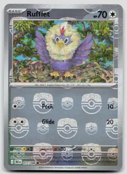 Rufflet 077/086 Black Bolt Master Ball Pokemon NM - Image 1
