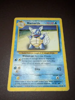 Pokemon! Wartortle - Base Set - Uncommon - 42/102- Damaged! - Image 1