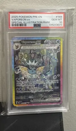 Pokemon TCG PSA 10 2025 Vaporeon ex 149/131 SV Prismatic Evolutions SIR Holo EN - Image 1