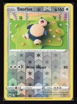 Snorlax Reverse Holo Rare Pokemon SWSH: Crown Zenith 109/159 MP - Image 1