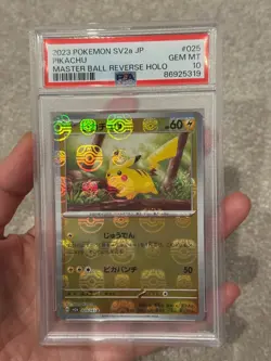 Pokemon Japanese Pikachu Masterball Reverse Holo 025/165 151 SV2A Psa 10 - Image 1