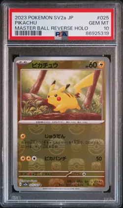 Pokemon Japanese Pikachu Masterball Reverse Holo 025/165 151 SV2A Psa 10 - Image 3