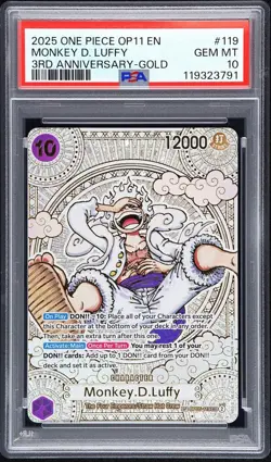 Monkey.D.Luffy (119) (SP) (Gold) OP05-119 A Fist of Divine Speed Foil | GRADE 10 - Image 1