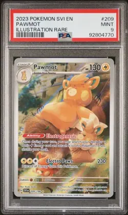 2023 POKEMON SVI EN-SCARLET & VIOLET 209 PAWMOT ILLUSTRATION RARE PSA MINT 9 - Image 1