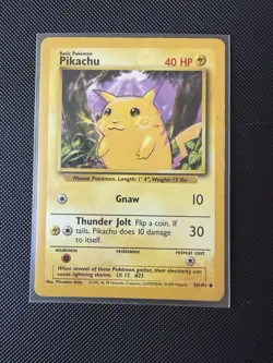 Pokemon TCG Pikachu Yellow Cheeks Base Set Card 58/102 LP - Image 1
