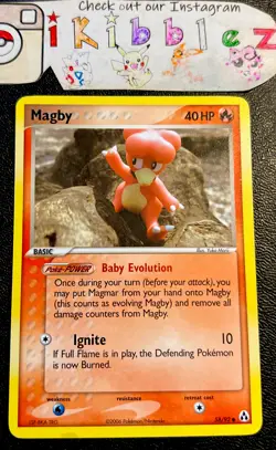 Magby 58/92 LP Non Holo Legend Maker Baby Volcanic Pokemon Card! - Image 1