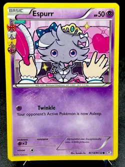 Espurr RC14/RC32 LP Adorable Princess Tiara Heart Art Generations Pokemon Card! - Image 1