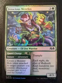 Ferocious Werefox 0170 WOE Foil Common Wilds Of Eldraine Magic: The Gathering - Image 1