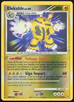 Carte Pokemon Elekable 3/130 Reverse Diamant et Perle Francais - Image 1