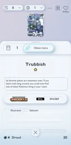 Trubbish ☆ Pokemon TCGP TCG Pocket English ENG Full Art Digital Trading Card - Image 3