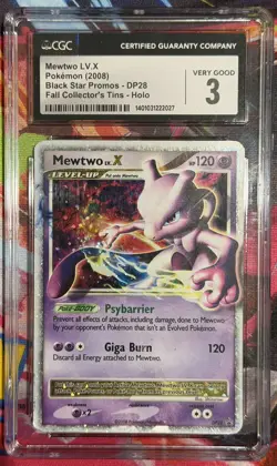 CGC 3 VERY GOOD - Mewtwo LV.X DP28 Diamond and Pearl Promo Pokemon - Image 1