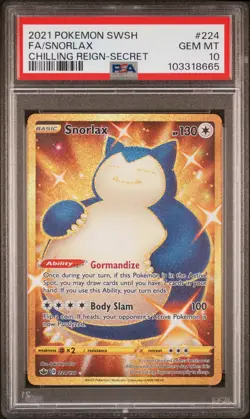 2021 POKEMON SWORD & SHIELD CHILLING REIGN SECRET #224 FULL ART/SNORLAX PSA 10 - Image 1