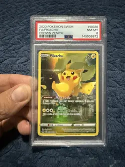 2023 Pokemon Pikachu GG30 PSA 8 & 2025 Eevee ex 174 PSA 9 Lot - Image 1