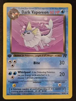 Pokemon TCG Dark Vaporeon 45 1st Edition Team Rocket Mint Near Mint - Image 1