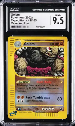 2002 POKEMON EXPEDITION REVERSE HOLO #49 GOLEM CGC 9.5 - Image 1